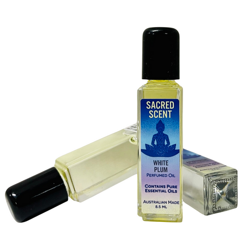 Sacred Scent Perfume Oil White Plum
Introducing White Plum Perfume Oil - A Luminous Fragrance of Unrevealed Beauty

For over two decades, Sacred Scent has been crafting fragrances that transport you to a realm of sensory delight, all the way from the sun-kissed shores of Australia.

Our White Plum Perfume Oil is a fragrance that embodies luminous beauty, with notes so exquisitely elusive that they remain a closely held secret. It captures the essence of delicate white plums, evoking a sense of pure and ethereal radiance that defies conventional description. Meticulously crafted using a blend of pure essential oils and fine fragrance extracts, this perfume oil carries the essence of timeless allure and unspoken elegance.

Packaged in an elegant square bottle with a convenient dropulator for effortless application, our perfume oil is not only exquisitely fragrant but also travel-friendly, ensuring you can carry this embodiment of luminosity with you wherever you go.

Whether you're seeking a fragrance that radiates pure beauty or wish to envelop yourself in an aura of ethereal charm, Sacred Scent Perfume Oil offers you a scent that whispers softly to your senses.

Australian Made: Crafted with care in the heart of Australia.
Gluten Free: Suitable for all, regardless of dietary preferences.
Vegan: No animal-derived ingredients used in our formulations.
Cruelty-Free: We never test our products on animals.
Discover the luminous allure of White Plum Perfume Oil by Sacred Scent, and let your senses embark on a journey of pure and unspoken beauty that transcends words.

Sacred scent perfume oils are manufactured by a professional perfumery in Australia ensuring these are of the highest quality and are up to date with all industry standards, and bottled in our warehouse. Sacred Scent perfume oils contain no artificial colouring
