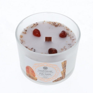 Candle Palo Santo Good Energy Gemstone
Delight your senses with this exquisite candle with Palo Santo & Essential Oil. Carnelian gemstones & wood wick
256g