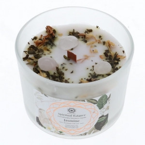 Candle Jasmin Spiritual Balance Gemstone
Delight your senses with this exquisite candle with Jasmin & Green Tea Essential Oils. Clear Quartz gemstones & wood wick
256g