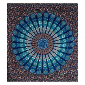  Tapestry Peacock Mandala Blue 
100% Cotton Tapestry 
Approx 210cm x 240cm
Made in India