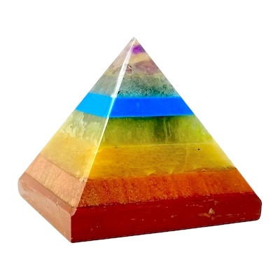 ORGANITE PYRAMID MINI CHAKRA (5cm)
Red Jasper, Sunstone, Yellow Aventurine, Green Aventurine, Lapis, Labradorite & Amethyst.
Balance your energy, raise your vibration, and elevate your space with this powerful Chakra Pyramid

Users often report experiencing a sense of calm, improved well-being, and a more balanced environment in the presence of pyramids.