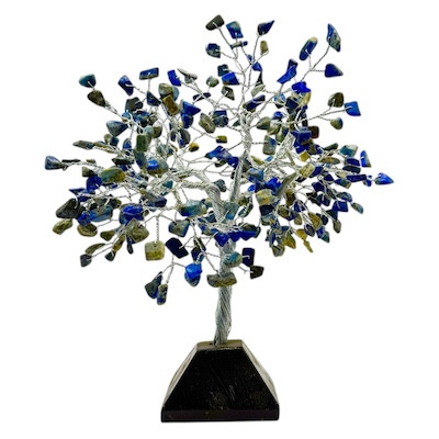 Crystal Tree 300 Bead Lapis
Stunning 300 Lapis crystal beads on a Tourmaline Pyramid Base
Approx 20cm H
Crystal Trees are a great way to bring crystal energy into your home. Trees symbolise stability, growth and abundance.  
Each crystal has a different energy and will focus on different areas of your well-being. Surround yourself with the good vibes of crystals and let their positive energy benefit your overall well-being.