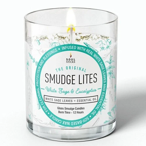 Smudge Lites Votive Candle – White Sage & Eucalyptus
12hr soy wax candle in glass jar