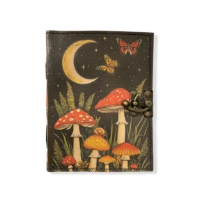 
Printed Journal – Mushrooms

Our leather journals are beautifully printed with a range of powerful symbols. Inside, textural pages are made from handmade paper, that has been recycled from excess cotton used in the textile industry. The journal is finished with a brass clasp, perfect for keeping all those journal entries safely tucked away!

Size: 15cm x 20cm

Material: Leather cover with recycled paper pages

Made in India