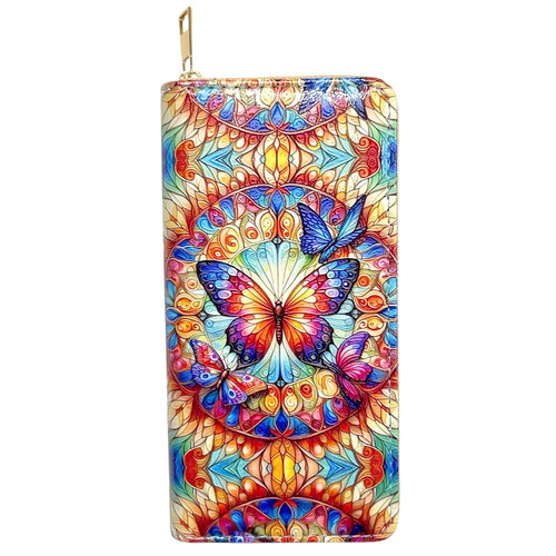  Large Digital Print Purse Butterfly
12 card holder
Coin with zip enclosure
3 note compartments
Zip enclosure
Dimensions: 19cm x 9.5cm x 2.5cm