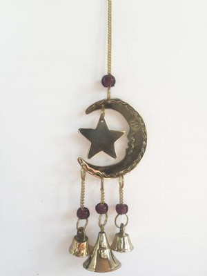 Bells Star & Cresent Moon

Brass with maroon beads
Approx 6cm x 12cm