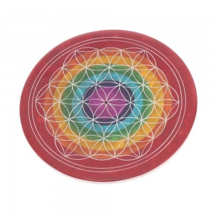 Soapstone Incense Holder Rainbow Flower of Life
Approx 10x1cm
