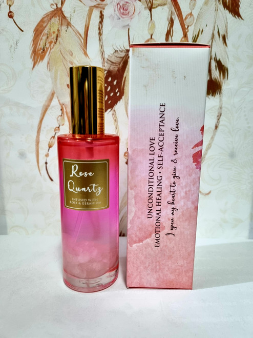 Room Spray

Rose Quartz - Infused with Rose & Geranium

Enriched with pure essential oils, the soft lingering fragrance of the room spray gently diffuses into ambience, a little of this, and let it work its magic!

Contains real crystals