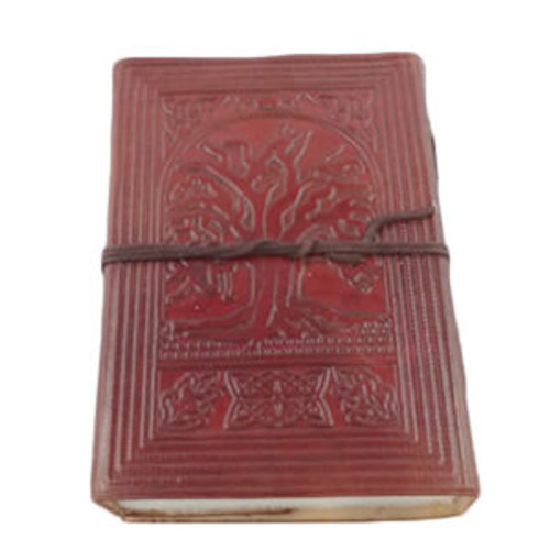 Flower of Life Large Journal Approx 18cm x 26cm x 3cm wide. Beautifully handcrafted journal with stenciled leather & recycled paper. Made in India.