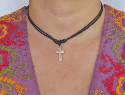 Leather Adjustable Necklace/Choker Cross