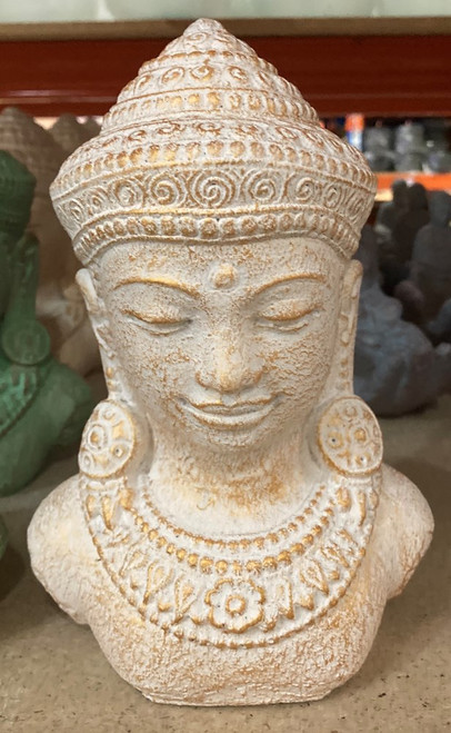 Cement Buddha Bust
With gold painted highlights
Approx 20x15x10