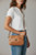 Art N Vintage Bag Jupiter Oak
Embellished with brass studs 
1 zip compartment holding a pocket & internal zip
1 outer zip compartment 

Approx 26 x 18 x 5cm
Art N Vintage leather bags are made from raw cowhide leather and each finished piece is dip dyed, dried, tumbled and hand finished to achieve a unique vintage look with natural markings.
