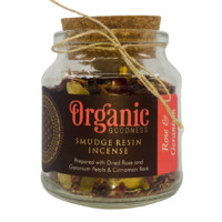 ORGANIC GOODNESS SMUDGE RESIN ROSE GERANIUM 80g Jar
Prepared with Rose and Geranium Petals & Cinnamon Bark
Known as the holy wood, palo santo was used by the incas and shamans for energy clearing, healing, and spiritual cleansing. Combined with the soft lingering notes of conifer cedar, this woody smudge incense is absolutely divine!