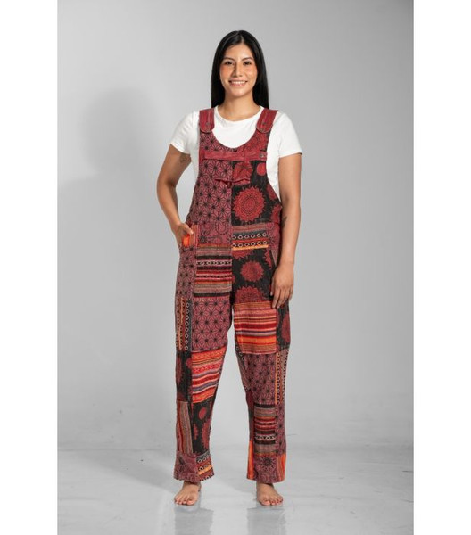 Gheri Patch Overalls Red
UNISEX gheri cotton patch overalls handmade in Nepal. Gheri cotton is made using a traditional Nepalese weaving technique and it is thicker and warmer than our regular cotton. Each piece is unique, with slight variations in shades and patterns adding to its charm.

- suitable for both male & female

- 1 chest pocket, 2 side pockets & 2 back pockets

- adjustable shoulder straps