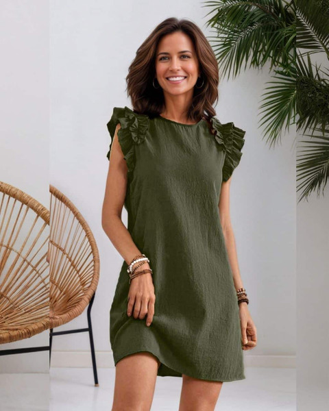Mutig Dress Khaki
This is a firm fit & better to size up if not sure.
Round Neck Frill Detailed Sleeves Mini Dress

Round Neck

Frill Detailed Sleeves

Mini Dress

100% Cotton