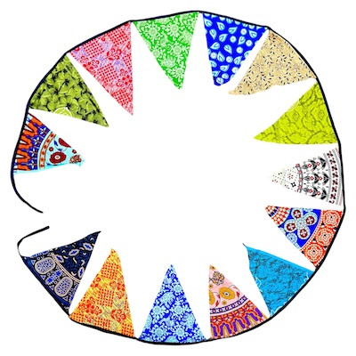 Bunting 14 Flag 4mtr
100% cotton
Each flag is approx 24x30cm