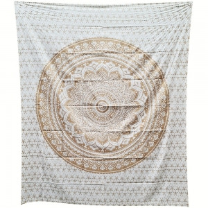 Tapestry Mandala Gold White
100% Cotton Tapestry 
Approx 210cm x 240cm
Made in India