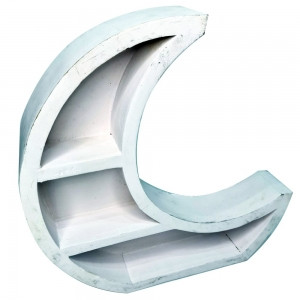 Wall panel Cresent Moon

Whitewash timber shelves
Approx 26 x 25 x 6cm