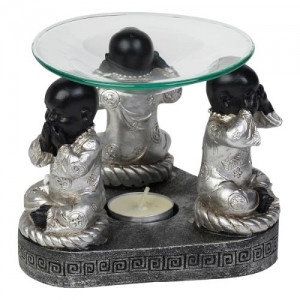 Polyresin Oil Burner SSH no Evil with Glass Dish
Approx 11 x 12cm