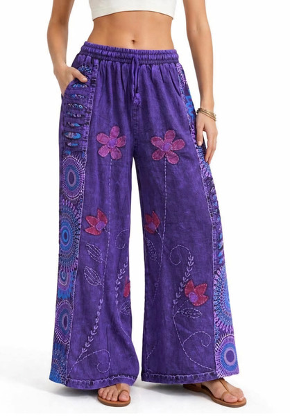 Pant Razor Cut Embroicered Purple
Thes pants are stunning
Fully fleecy lined to keep you cosy
Side pockets
Wide elastic & drawstring waist
One size fits up to 16
100% cotton