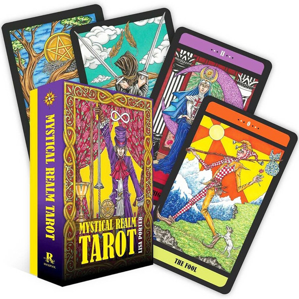 
Mystical Realm Tarot Cards 

We are spiritual beings, interacting with the spiritual realm every day. The veil has been torn and Mystical Realm Tarot has been created to be intentionally straight forward in relaying archetypal and symbolic messages to captivate the enquirer, while also displaying a concise narrative. The beautiful images are hand illustrated by Lisa Porter who has chosen to feature a variety of historical eras, which adds interesting layers of visual content, without misinterpreting the traditional tarot meaning. Many of the characters in this tarot are more inclusive, so more relatable to a diversity of readers.