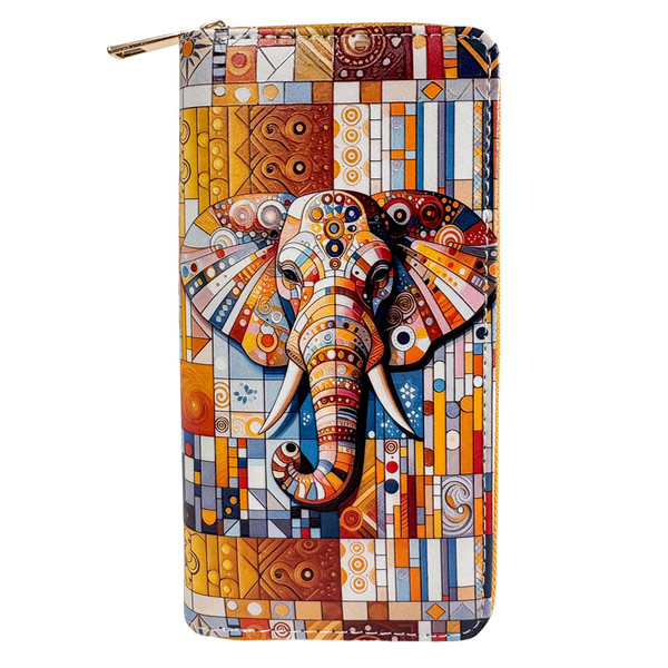  Large Digital Print Purse Elephant
12 card holder
Coin with zip enclosure
3 note compartments
Zip enclosure
Dimensions: 19cm x 9.5cm x 2.5cm