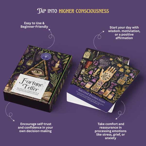 Fortune Teller Oracle Cards
Unlock Your Inner Wisdom with Oracle Cards. Your Path to Clarity, Magic, and Self-Discovery

Oracle cards are your gateway to intuitive guidance, self-reflection, and spiritual growth. Unlike tarot's structured symbolism, oracle decks offer flexible, theme-based insights tailored to your unique journey. Whether you seek daily inspiration, answers to life's questions, or a deeper connection to your inner voice, these decks are designed to:

Spark personal exploration through open-ended messages.
Provide gentle spiritual guidance for navigating challenges.
Unlock creativity and clarity with intuitive imagery.
Serve as daily affirmations or journaling prompts.