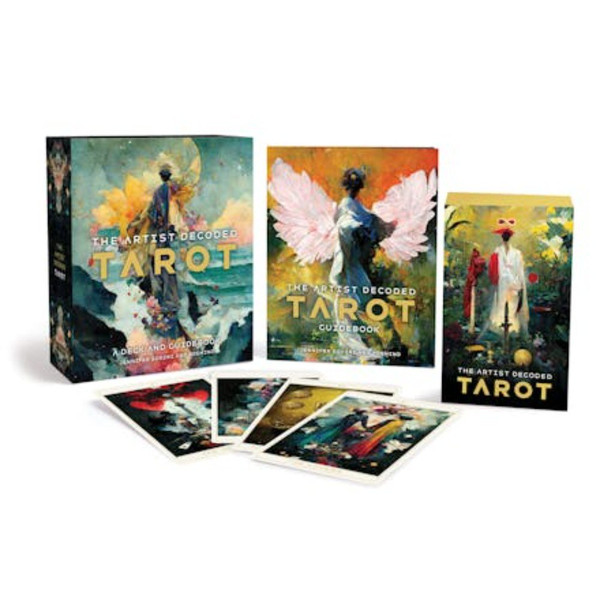 Artist Decoded Tarot
The Artist Decoded Tarot is a first-of-its-kind deck, blending ancient esoteric teachings and cutting edge technology into a contemporary reimagining of the tarot that speaks to creatives, artists, and seekers looking to understand their place in the modern world. Explore the intersection of tarot, artistic creativity, and technical innovation in The Artist Decoded Tarot, a first-of-its-kind deluxe deck and guidebook set from author of Amenti Oracle Jennifer Sodini and artist Yoshino. Art, myth, and storytelling have guided spiritual exploration throughout history, and the intersection of technology and spirituality unveils captivating connections between ancient wisdom and contemporary innovation. In this singular tarot deck, author Jennifer Sodini and artist Yoshino delve deep into this intersection, revealing to readers that the common artery through which this wisdom flows is the human imagination-that vast inner landscape of infinite creative potential that is always in dialogue with time and space. Through the thoughtfully designed cards and accessibly written guidebook, The Artist Decoded Tarot has been designed to tap into that conversational reservoir and reveal the artist within each of us, while creating a bridge toward higher Worlds, by fusing the symbolic language of the Tarot and the artistic medium of synthography-or generative AI prompting-paired with digital collage. Tarot practitioners and novices alike will find a new approach to the cards-one that explores the codes of texts from mystical traditions like Kabbalah, alongside individual artistic prompts tailored to the message of each of the Major and Minor Arcana. This set includes: - Deluxe tarot package. Includes 78 cards (3 X 5 inches), full-colour guidebook (4 3/4 X 6 inches, 192 pages), inner card box, and magnetic closure keepsake outer box. - Fully illustrated guidebook. The full-colour guidebook includes images of each card, alongside card descriptions and tailored prompts, as well as sample card spreads to guide your practice. - Foreword by Mitch Horowitz. The guidebook includes an illuminating and contextualizing foreword from PEN award-winning author and thinker Mitch Horowitz.