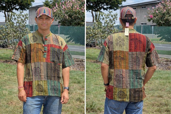 Patch shirt with block print Green
100% cotton