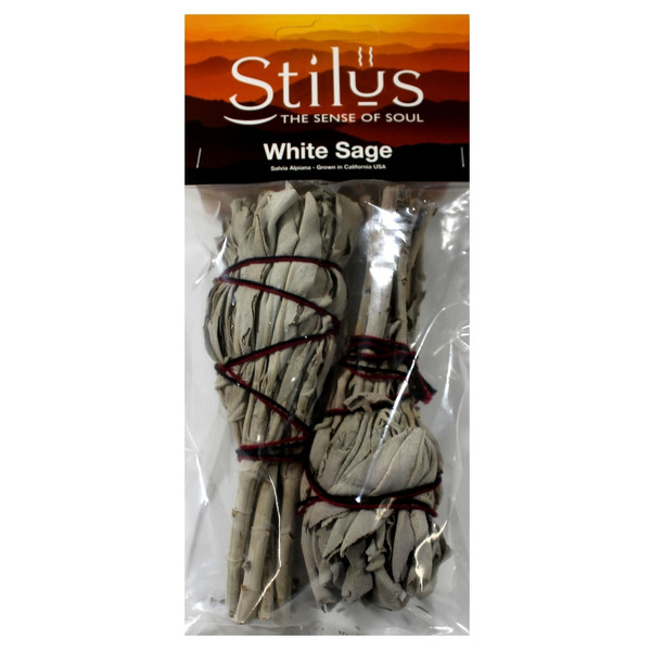 White Sage Smudging Stick twin pack. Use fo purify the mind, body & spirit. Purify the atmoshere from negativity eg. homes, offices, cars. Carry a small amount on you. Very refreshing, relaxing & clearing. Instructions on pack