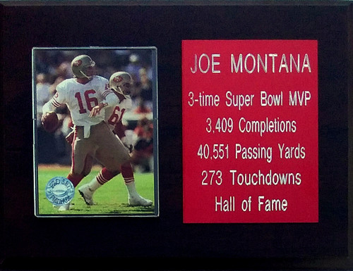 Joe Montana San Francisco 49ers 6x8 Stats Plaque