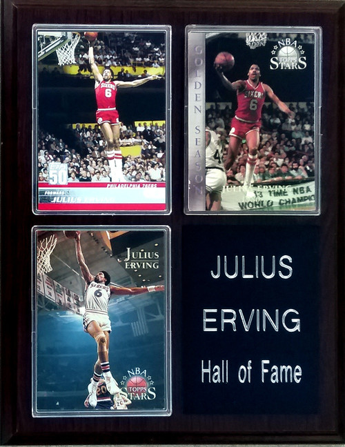 Julius Erving Philadelphia 76ers 3-Card 7x9 Plaque