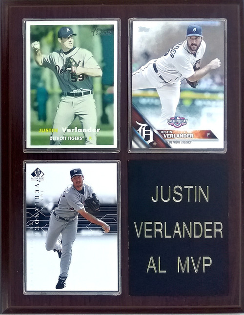 Justin Verlander Detroit Tigers 3-Card 7x9 Plaque