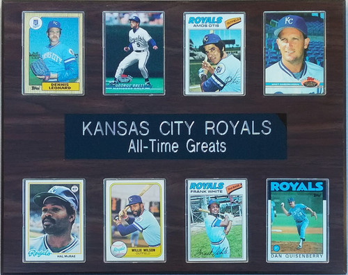 Kansas City Royals All-Time Greats 8-Card 12x15 Cherry-Finished Plaque