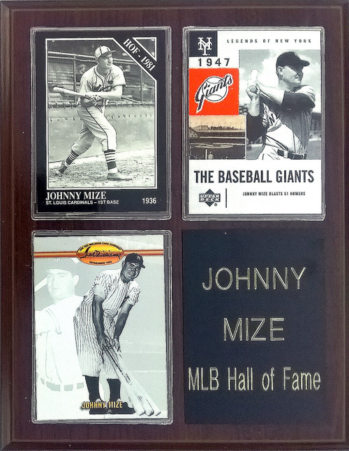 Johnny Mize New York Giants 3-Card 7x9 Plaque