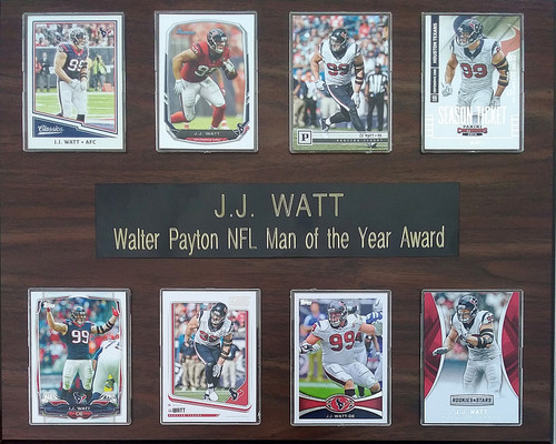 JJ Watt Houston Texans 8-Card 12x15 Cherry-Finished Plaque