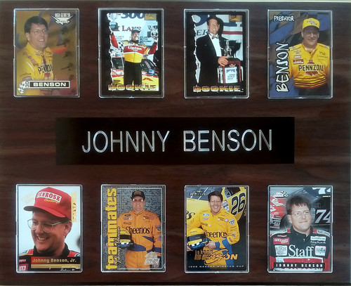 Johnny Benson NASCAR 8-Card 12x15 Cherry-Finished Plaque