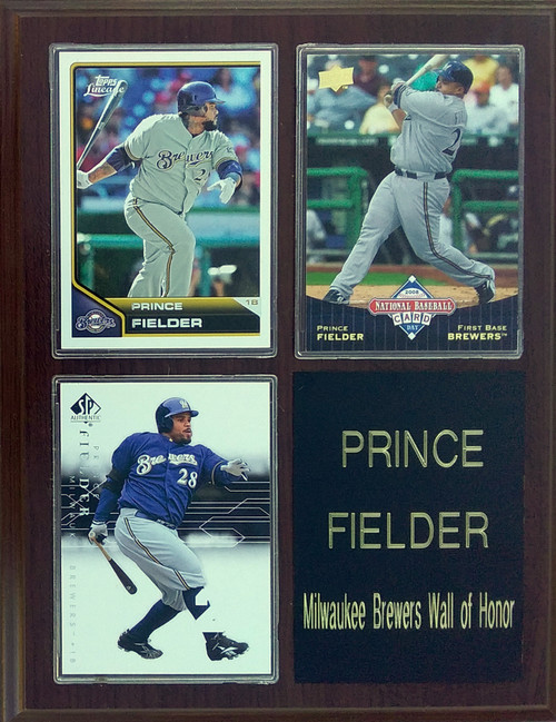 Prince Fielder Milwaukee Brewers 3-Card 7x9 Plaque