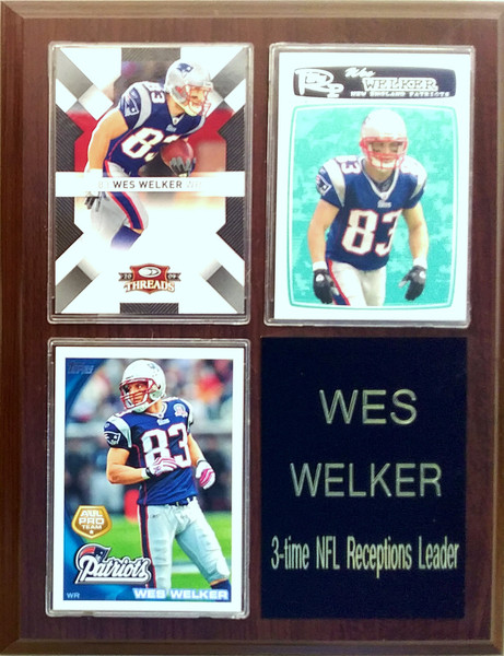 Wes Welker New England Patriots 3-Card 7x9 Plaque