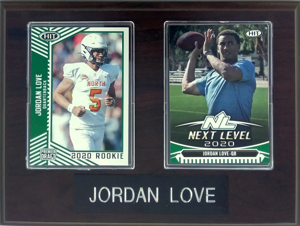 Jordan Love Utah State Green Bay Packers 2-Card 6x8 Plaque