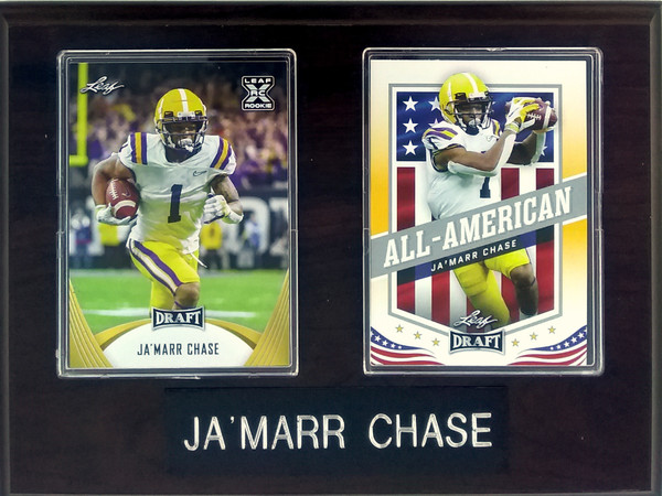 Ja'Marr Chase LSU Tigers Cincinnati Bengals 2-Card 6x8 Plaque