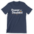 Unisex navy tee reading Queer & Disabled with a rainbow ampersand