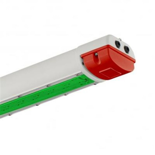 Raytec WARRIOR Industrial Safety Shower LED Batten Light, 2ft, 32W, Green Lens, Emergency Backup, Metal Body