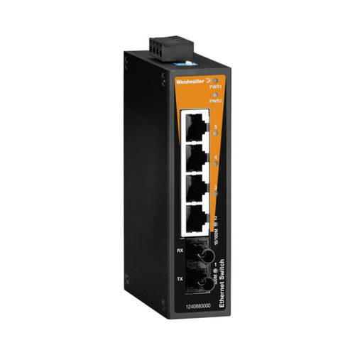 Weidmuller IE-SW-BL05-4TX-1ST Unmanaged Ethernet Switch, 4x RJ45, 1x ST Multi-Mode, Fast Ethernet, 9.6-60V DC