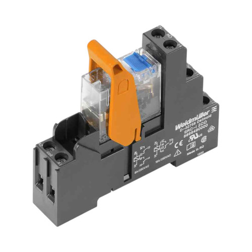 Weidmuller RCIKIT Relay Module, DPDT, 24V DC, 8A, 250V AC, Screw Connection, LED, Test Button, TS 35 DIN Mount