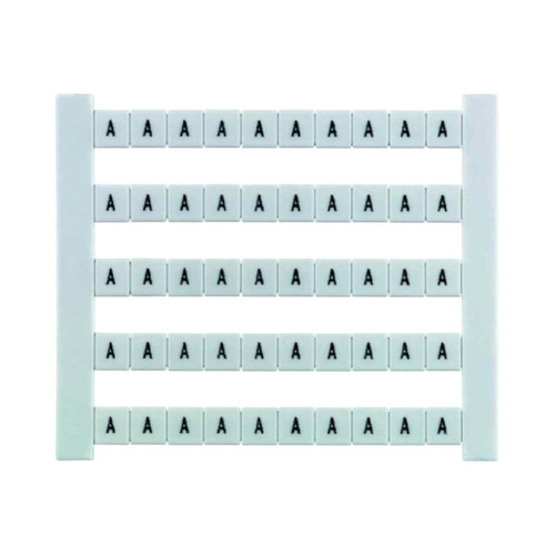 Weidmuller DEK Terminal Marker, 5x5mm, White, Snap-On for Terminal Blocks, Printed "A", Horizontal Text