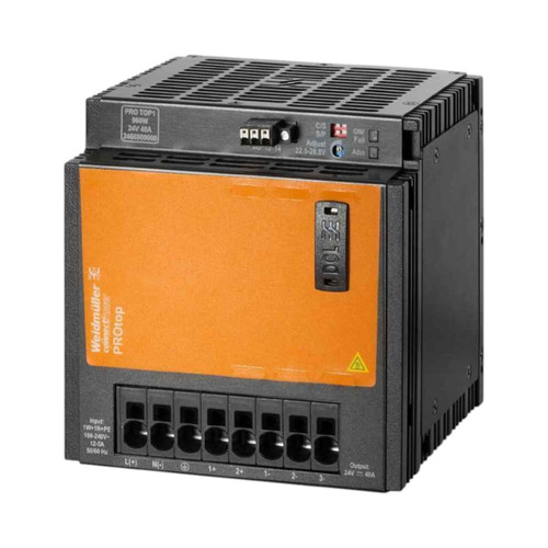 Weidmuller PRO TOP1 DIN Rail Power Supply, 48V DC, 20A, 85-277V AC Input, 960W, Push-In Connection, IP20