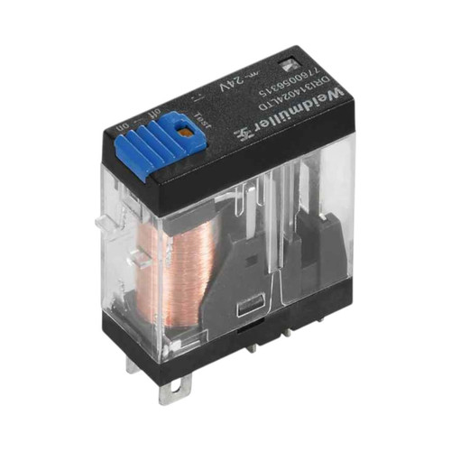 Weidmuller DRI Industrial Relay, SPDT, 12V DC, 10A, 250V AC, Flat Blade, with LED, Diode, Includes Test Button