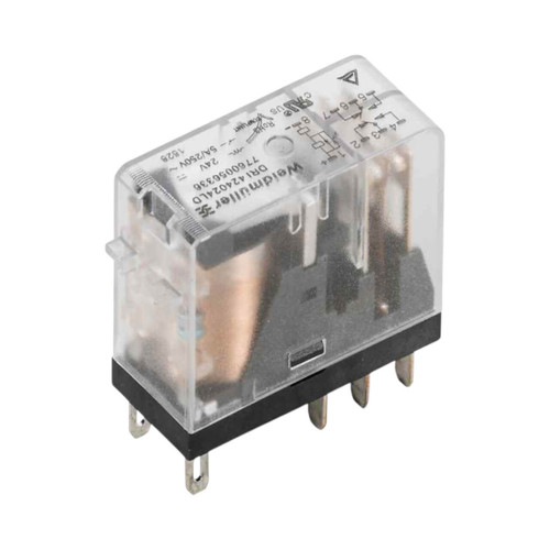 Weidmuller DRI Industrial Relay, DPDT, 24V DC, 5A, Flat Blade Connections, with LED, Diode, 300V Switching