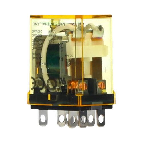 IDEC RH2B General Purpose Relay, DPDT, 10A, 12V DC Coil, Plug-In, Blade Terminals, with LED Indicator